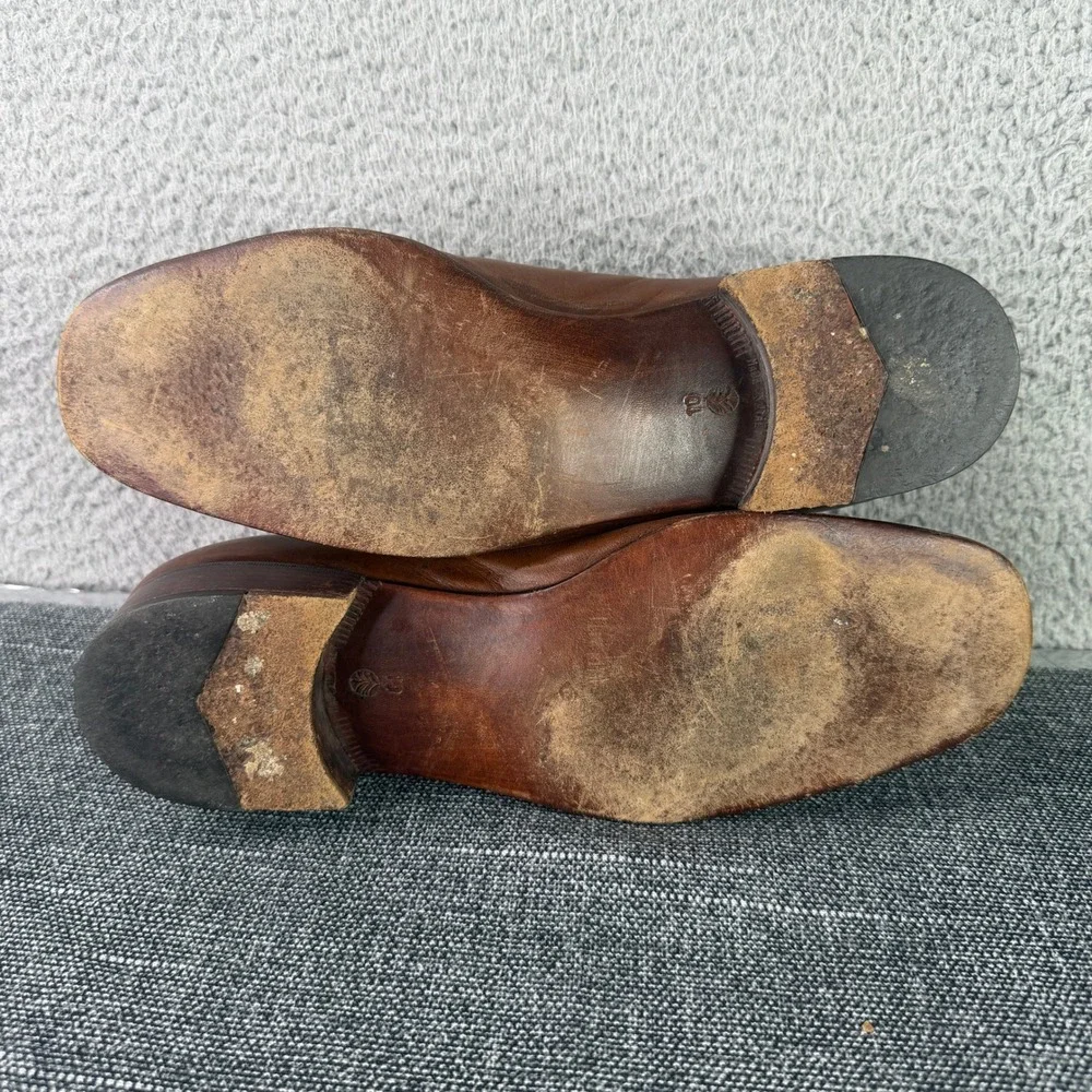Pino Giardini‎ Penny Loafers Mens 10 Brown Leather Artisan Made Italy Square Toe